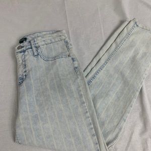 High waisted striped mom jeans